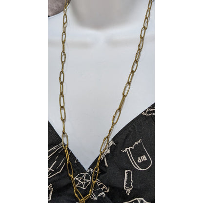 Distressed Brass Chain Necklace With Hook Clasp