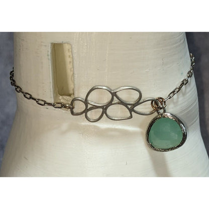 Y2K Vintage Rebecca Aqua Crystal Floral Silver Tone Charm Bracelet