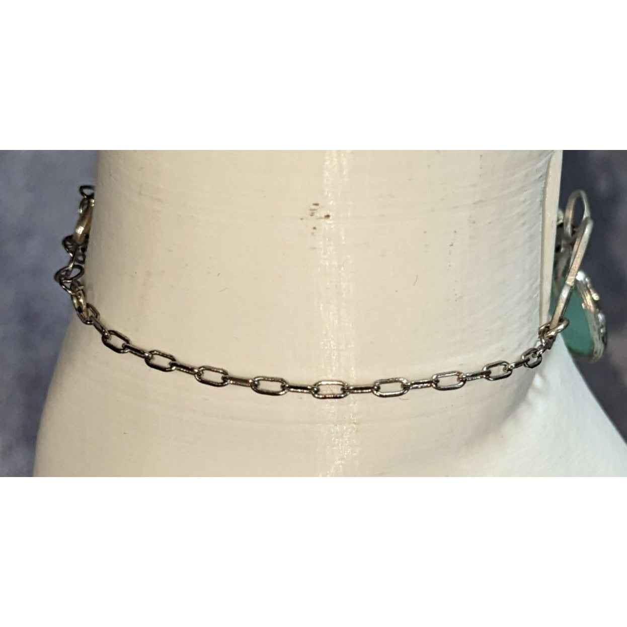 Y2K Vintage Rebecca Aqua Crystal Floral Silver Tone Charm Bracelet