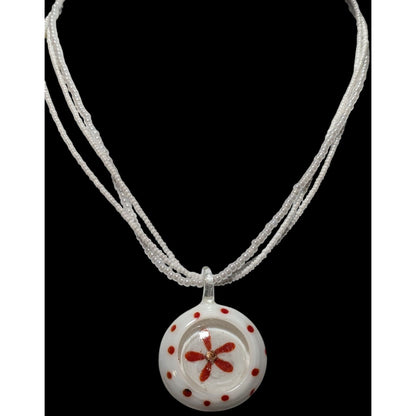 Floral Candycane Winter Glass Beaded Necklace