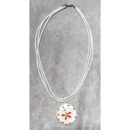 Floral Candycane Winter Glass Beaded Necklace