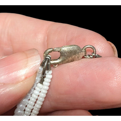 Floral Candycane Winter Glass Beaded Necklace