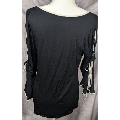 Modern Gothic Tie Bell Sleeve Blouse by Cable & Gauge