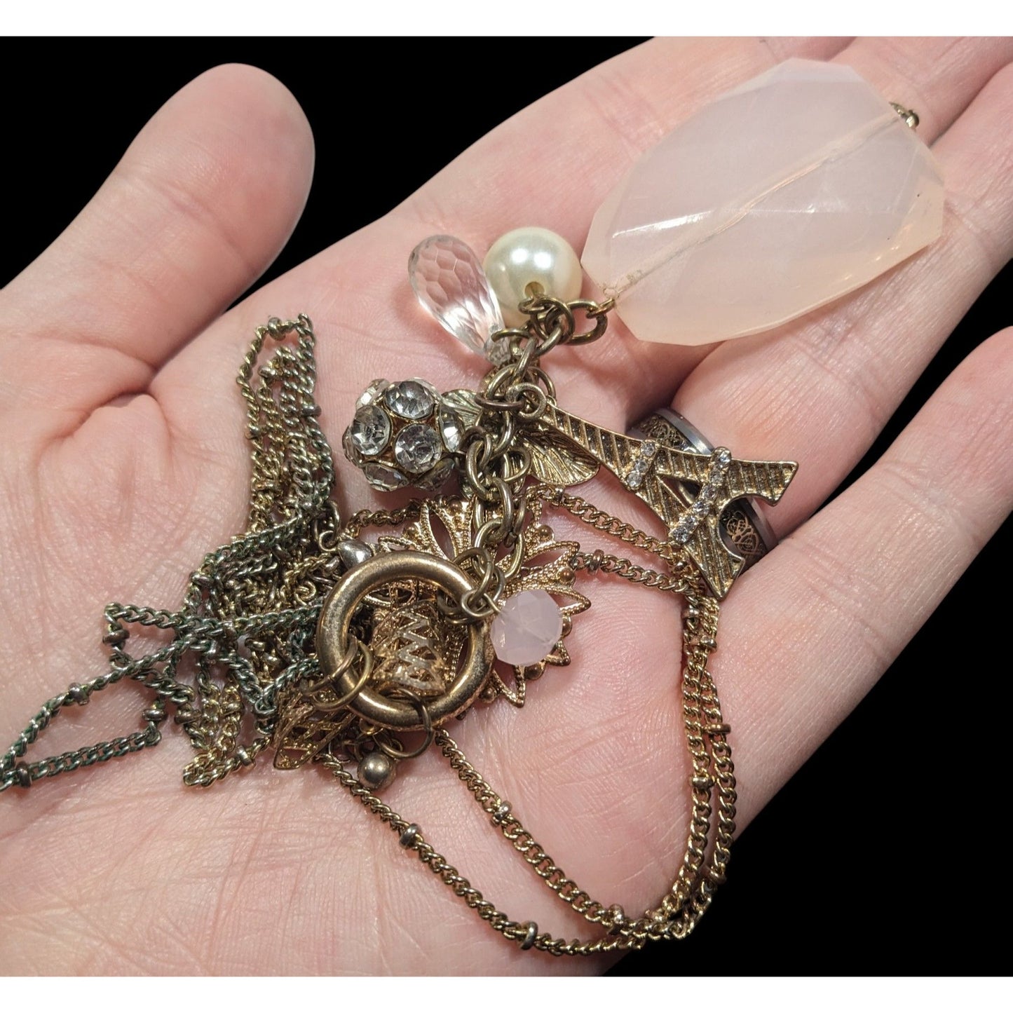 Coquette Y2K Floral Paris Cluster Charm Pendant Necklace