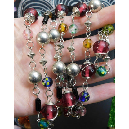 Rainbow Glass Beaded Extra Long Necklace
