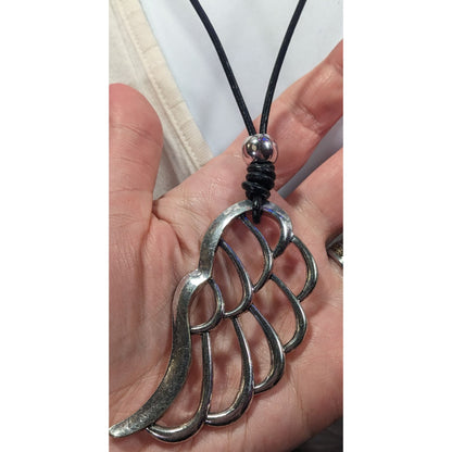 Bayberry Road Silver Tone Open Wing Pendant Necklace