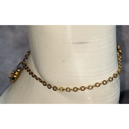Coquette American Girl Heart Charm Bracelet Pink Flower Gold Tone Jewelry