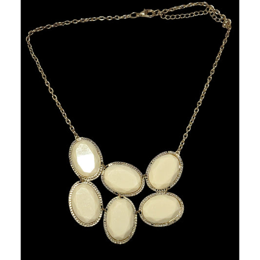 Retro Preppy Cream Gemmed Statement Necklace