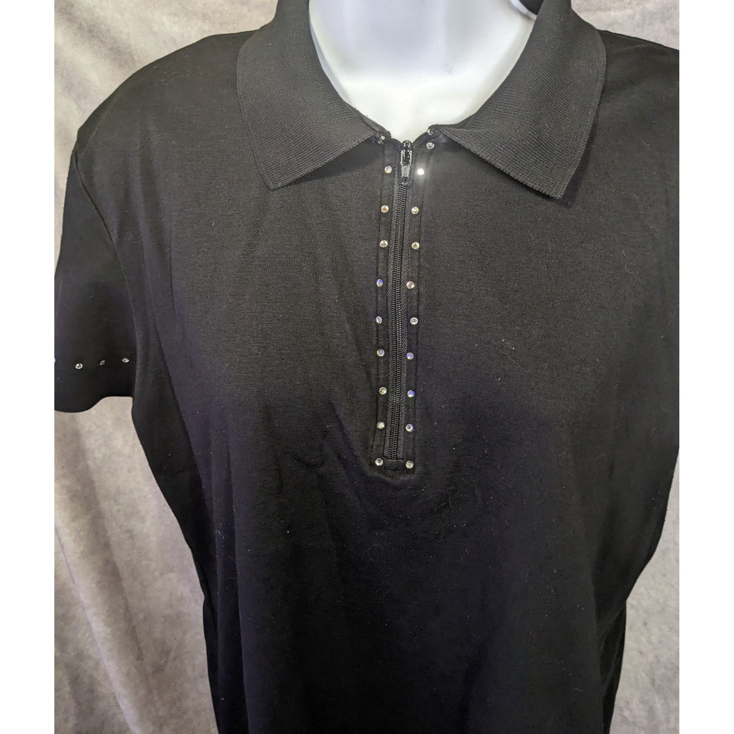 Ashlyn Kate Black Rhinestone Collared Shirt