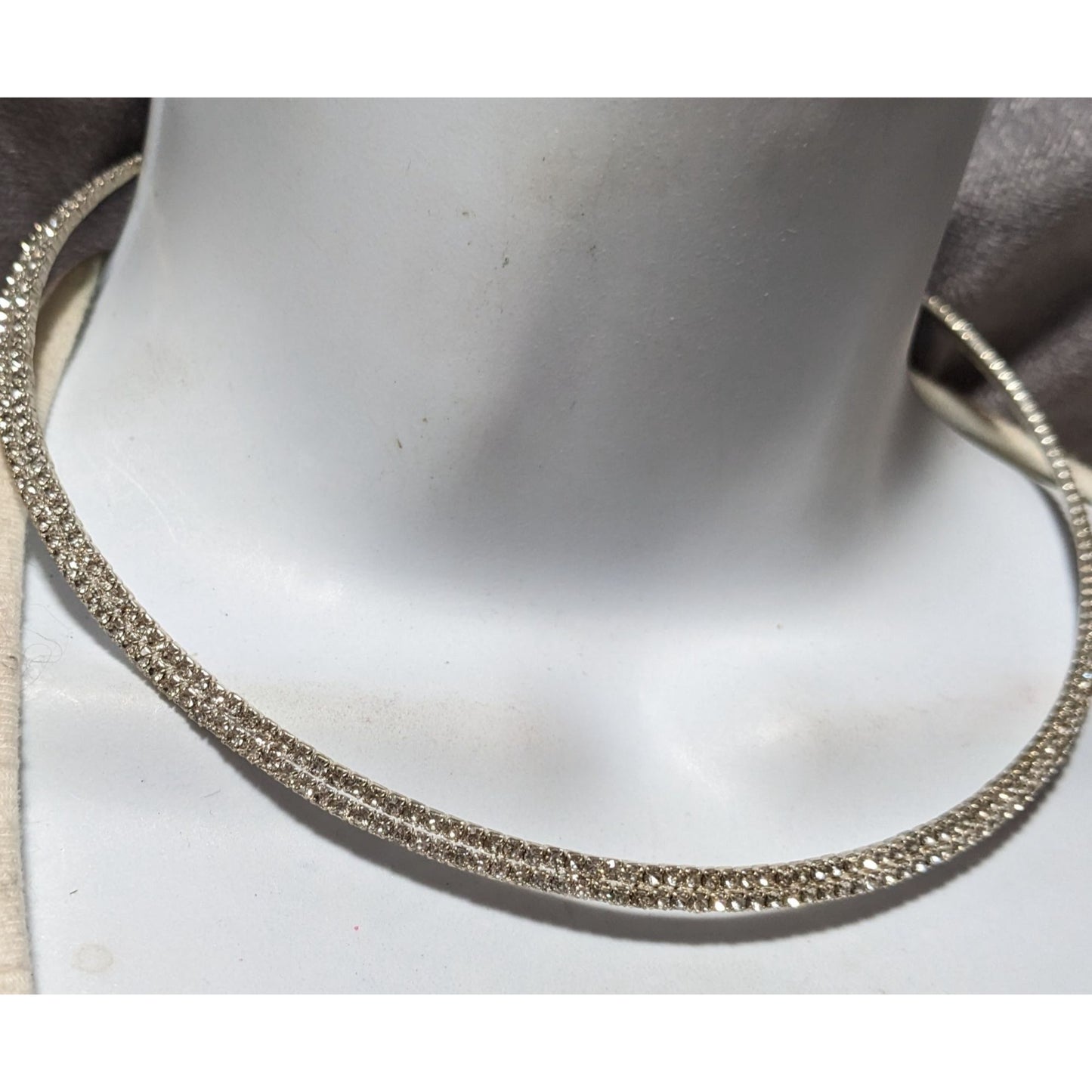 Claire's Y2K Silver Rhinestone Collar Necklace