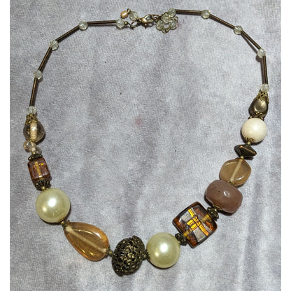 Vintage Mixed Medial Gold Chunky Beaded Necklace