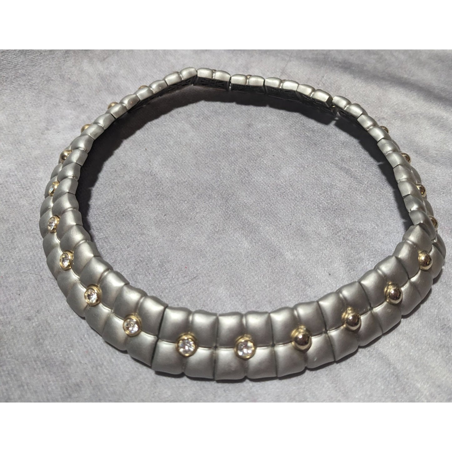 Silver Quilted Studded Necklace