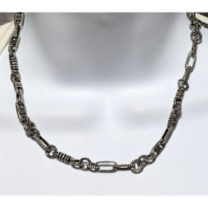 Brutalist Textured Silver Chain Necklace