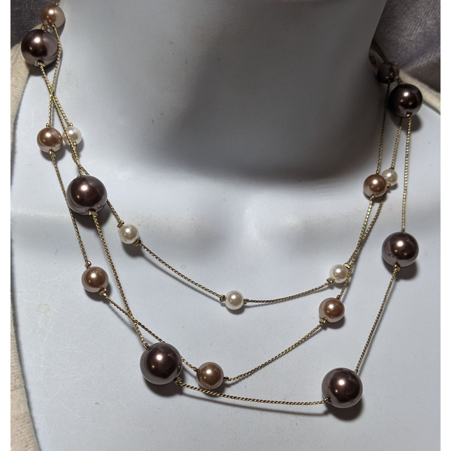 Roman Multilayer Floating Pearl Necklace