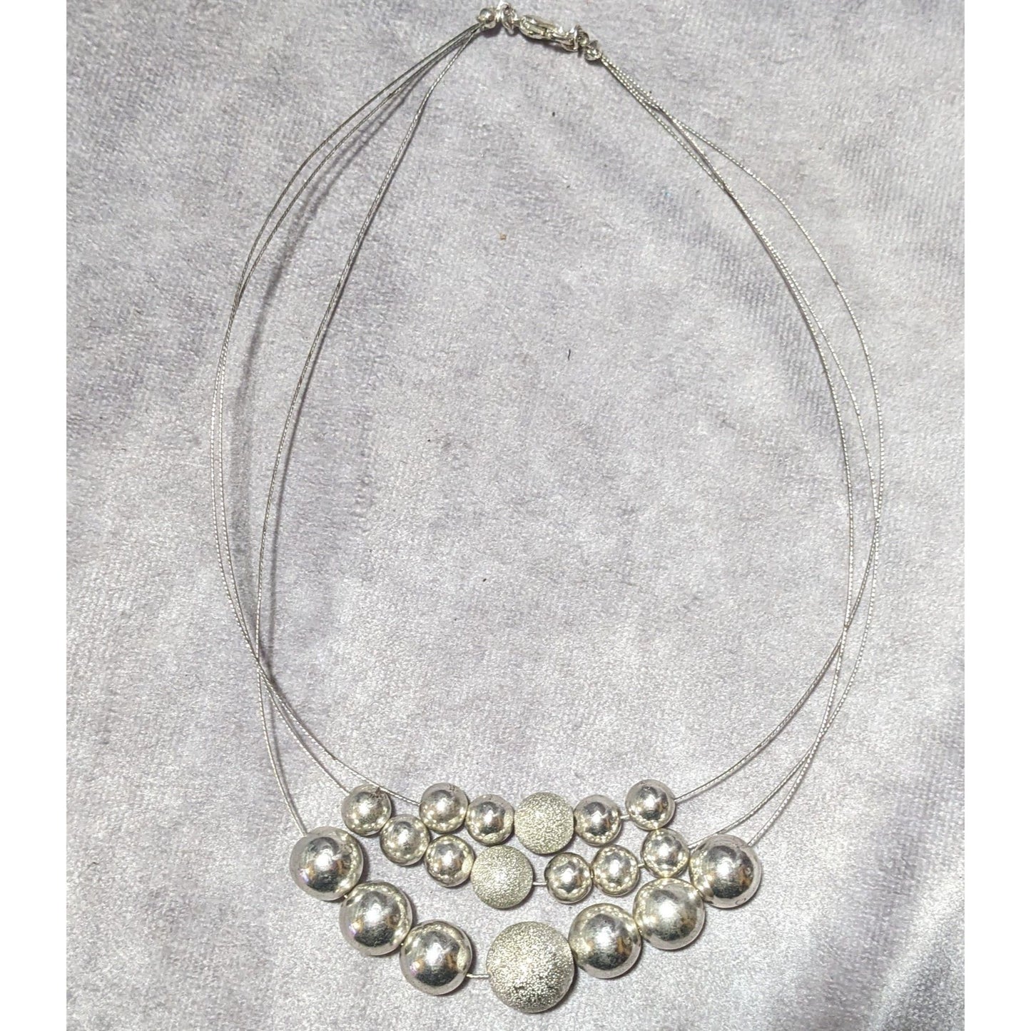 Elegant Multilayer Silver Beaded Necklace