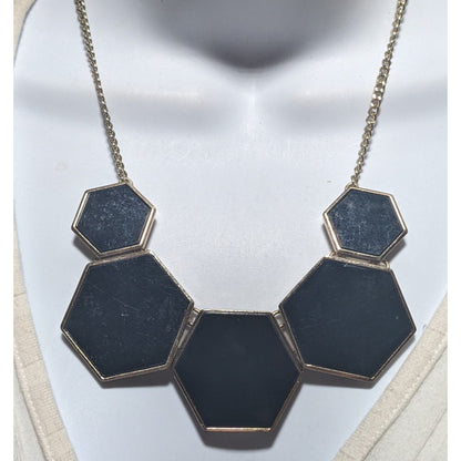 Express Black And Gold Geometric Bib Necklace