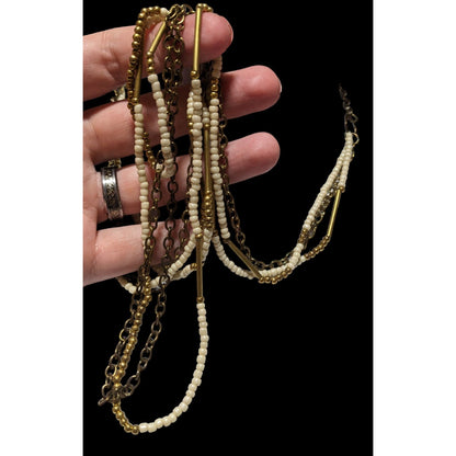 Gold White Multilayer Bohemian Necklace