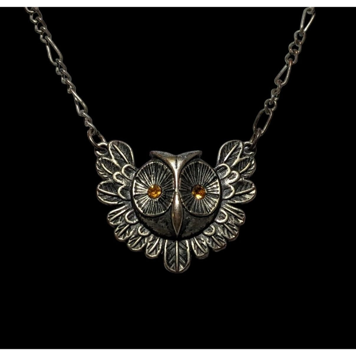 Steampunk Golden Eye Owl Necklace