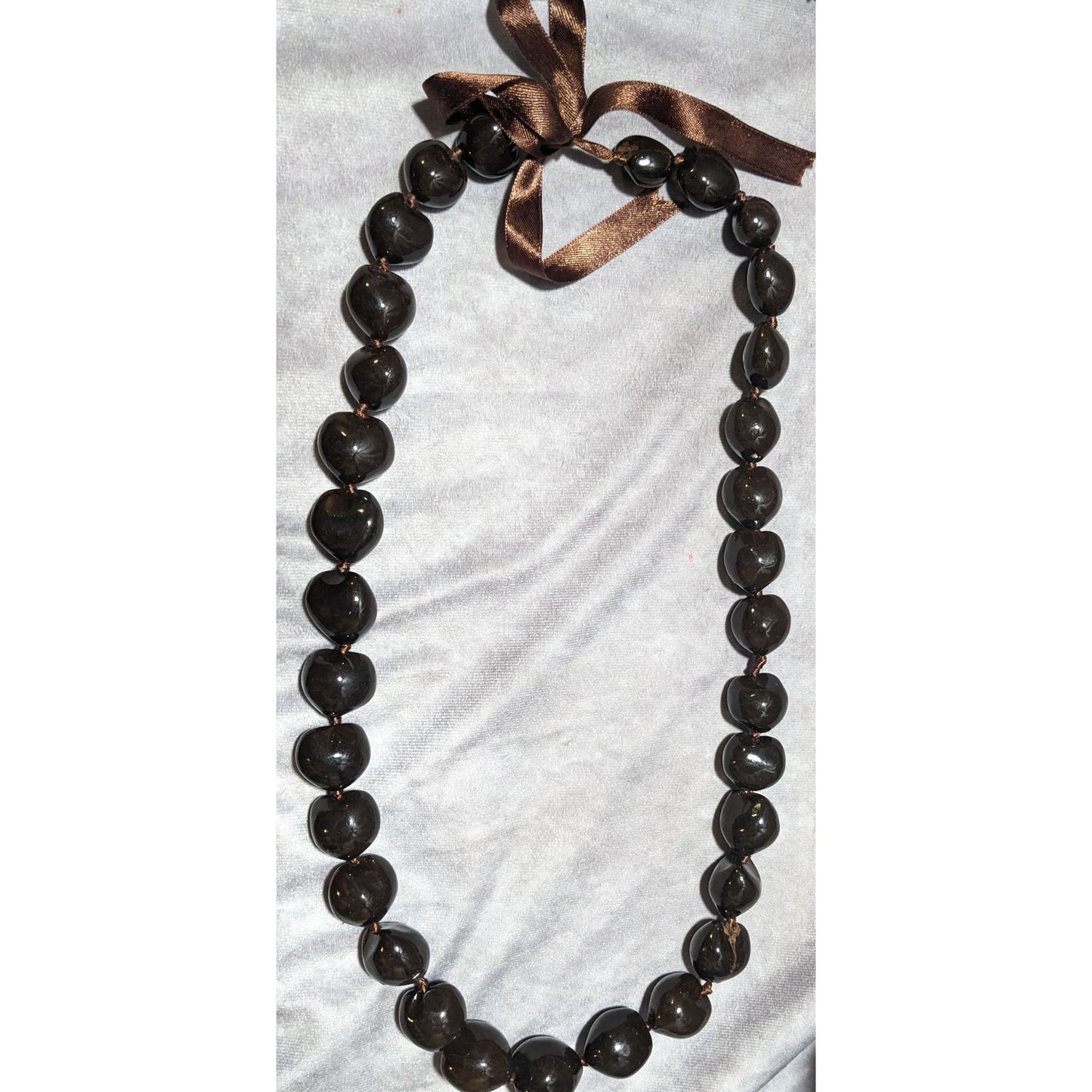 Brown Kukui Nut Tie On Necklace