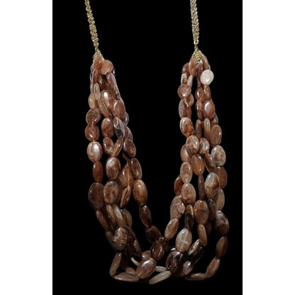 Earthy Multilayer Marbled Beaded Necklace