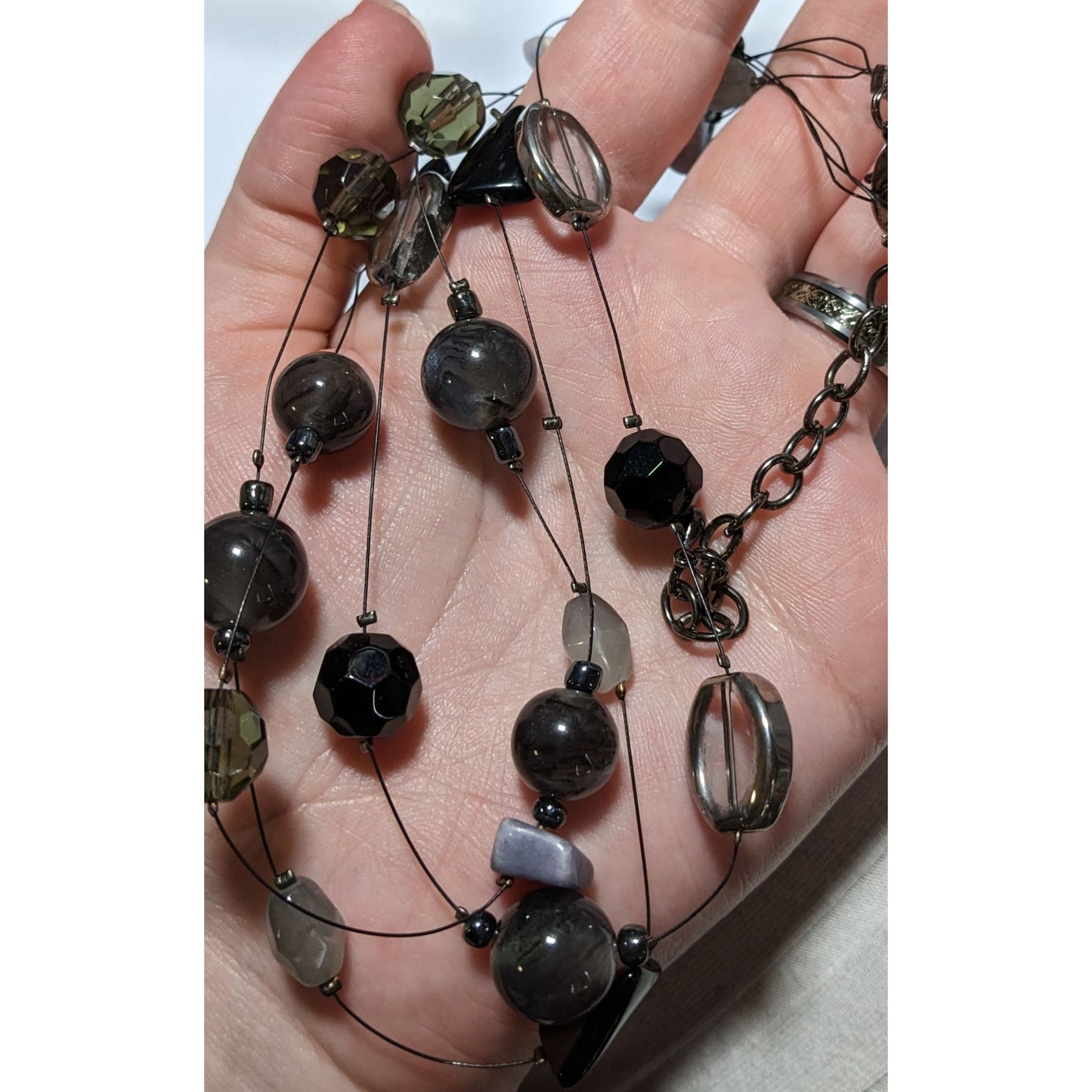 Gemstone Beaded Floating Necklace