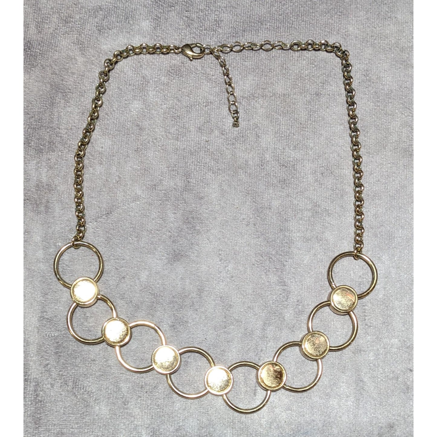 Unique Modern Interlinked Gold Ring Necklace