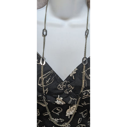 NY Collection Silver-Tone Long Necklace With Geometric Links