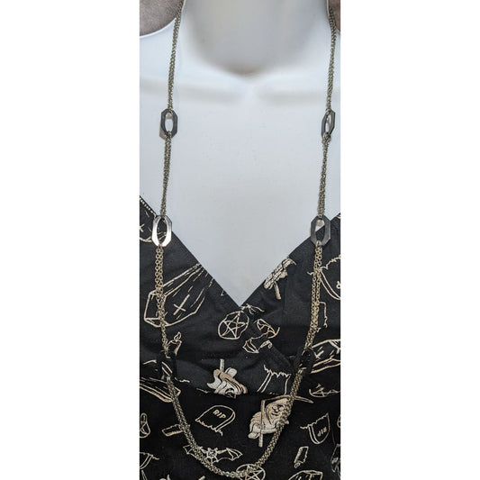 NY Collection Silver-Tone Long Necklace With Geometric Links