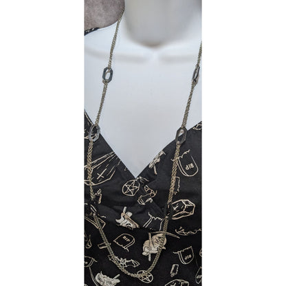 NY Collection Silver-Tone Long Necklace With Geometric Links