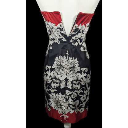White House Black Marked Floral Strapless Silk Mini Dress Size 2
