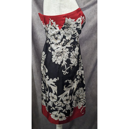 White House Black Marked Floral Strapless Silk Mini Dress Size 2