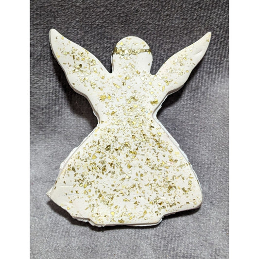 Gold Glitter Clay Angel Brooch