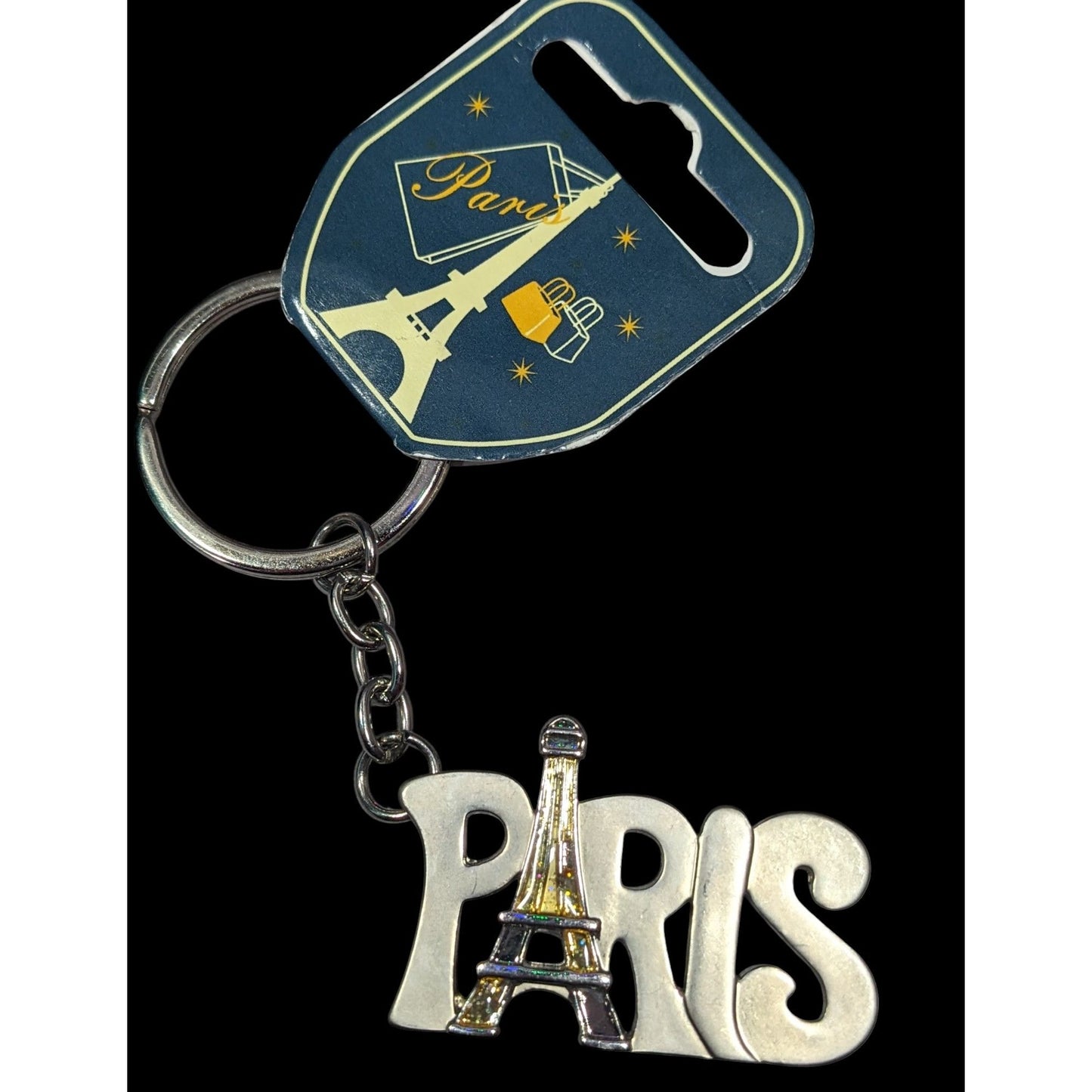 Paris France Silver Tone Souvenir Keychain