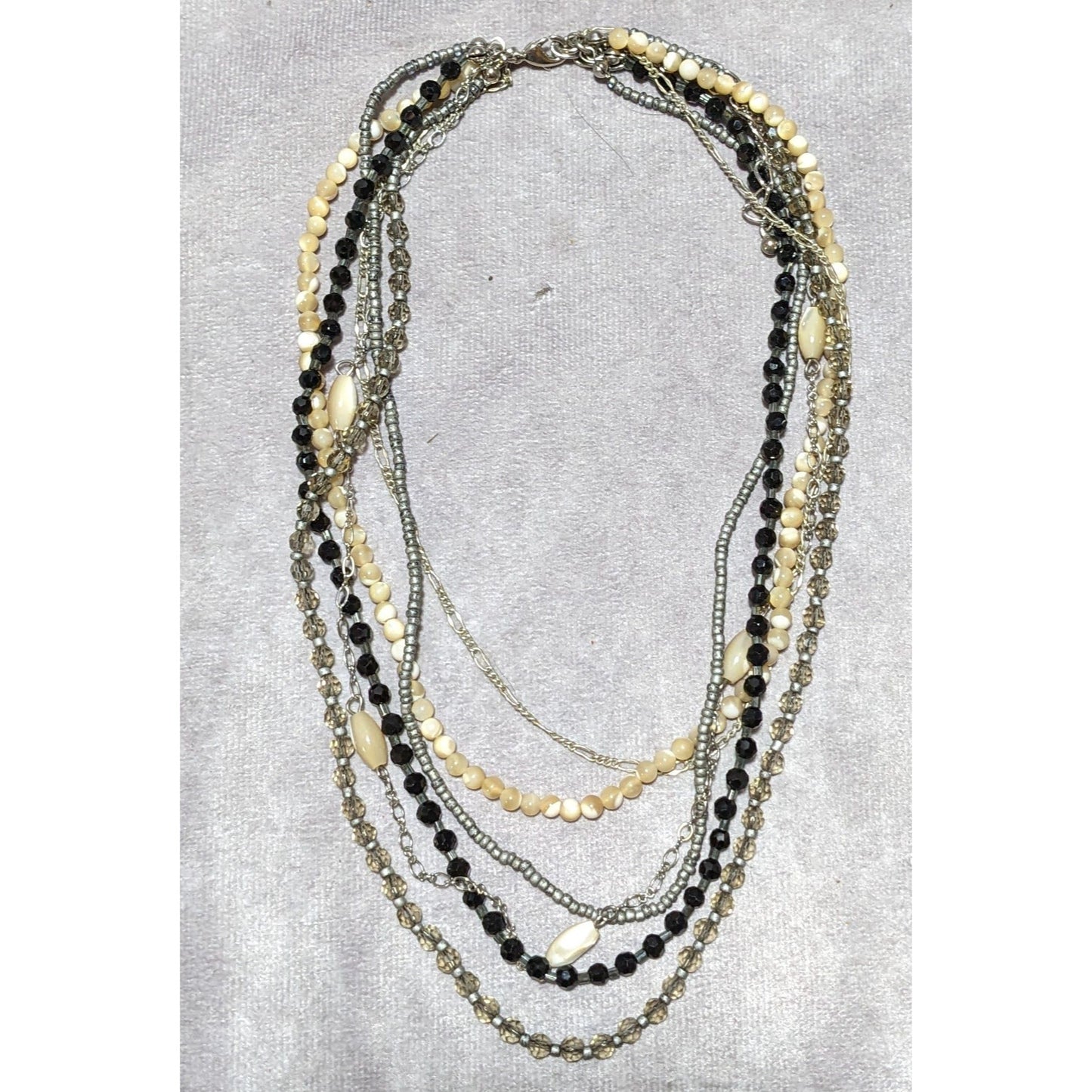 Multilayer Mother Of Pearl Glass Beaded Necklace