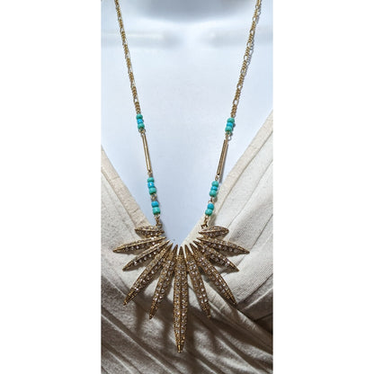 Southwestern Sunburst Rhinestone Pendant Necklace