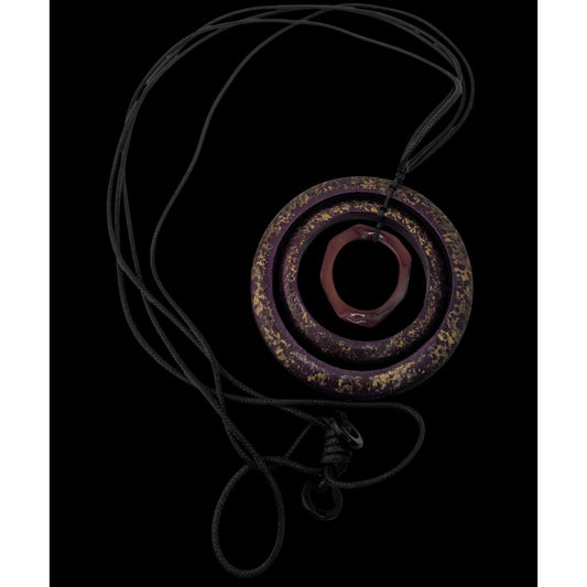 Bohemian Abstract Layered Ring Purple And Gold Tone Adjustable Necklace