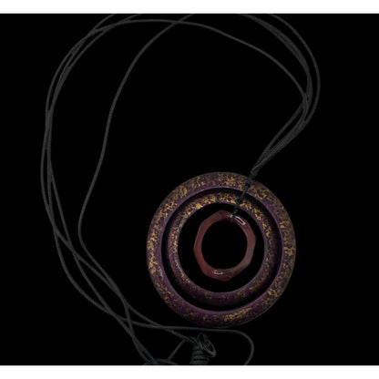 Bohemian Abstract Layered Ring Purple And Gold Tone Adjustable Necklace