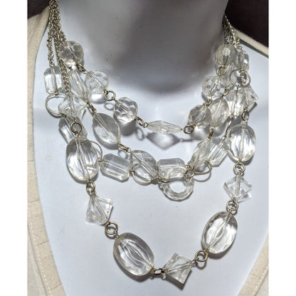 Clear Chunky Gemmed Multilayer  Necklace