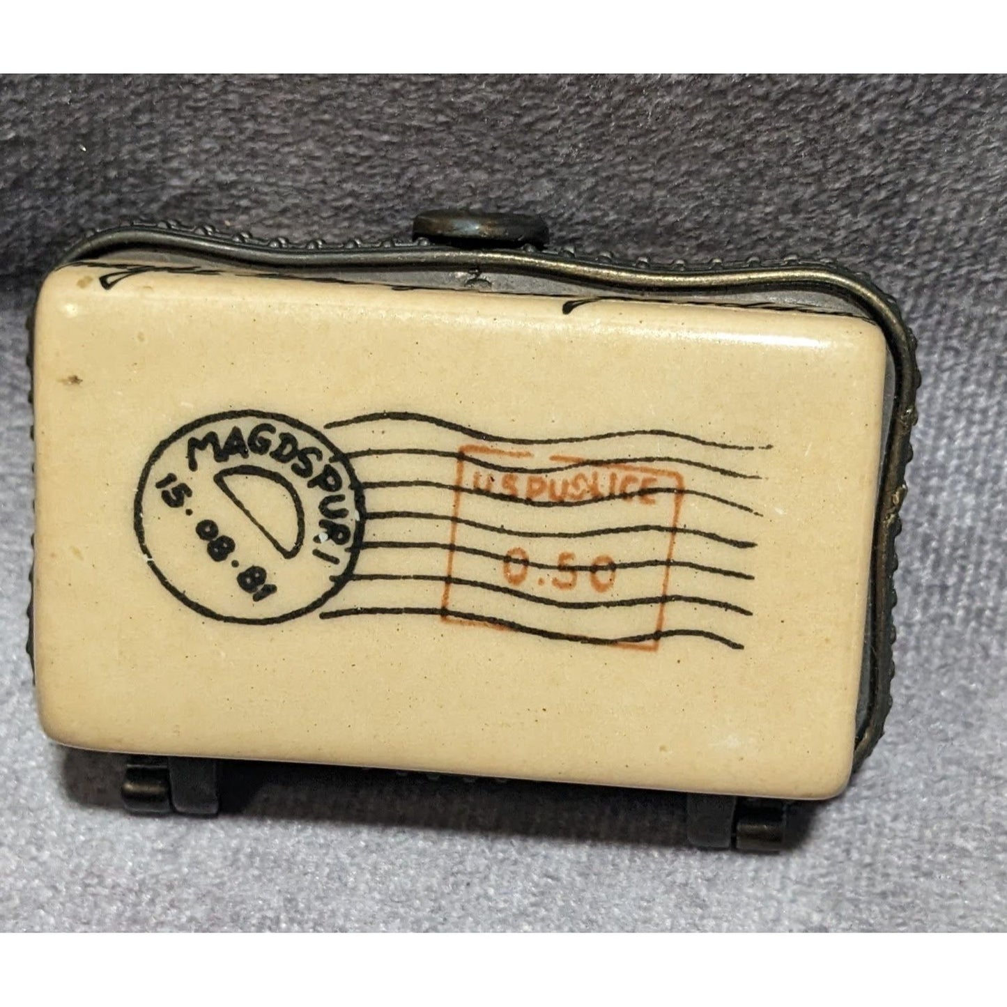 Vintage Ceramic Travel Ephemera Trinket Box