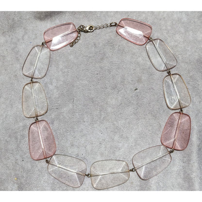 Chunky Pink And Clear Gemmed Statement Necklace