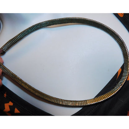 Modern Futuristic Springy Silver Tone Collar Necklace
