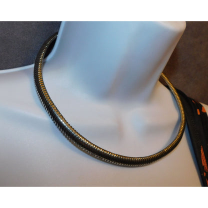 Modern Futuristic Springy Silver Tone Collar Necklace