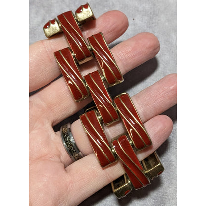 Vintage Red And Gold Chunky Link Bracelet