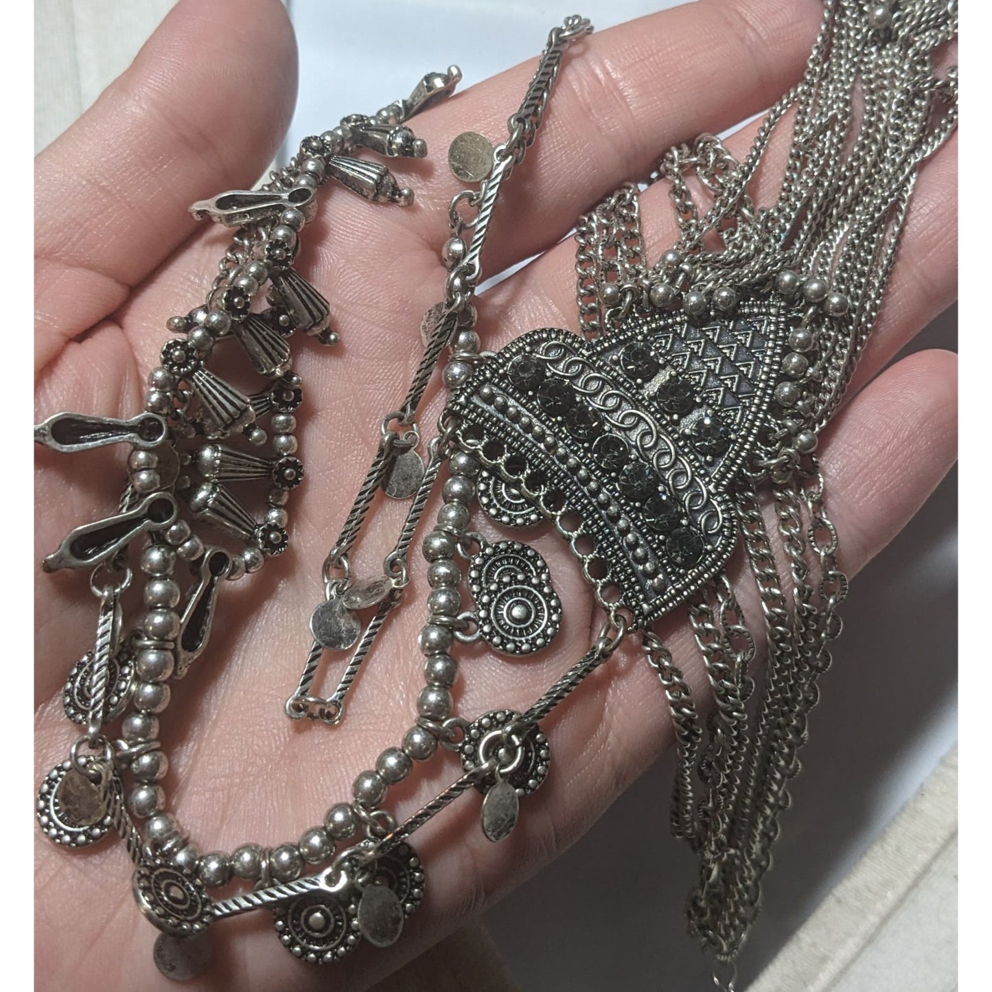 Bohemian Multilayer Charm Fringe Necklace