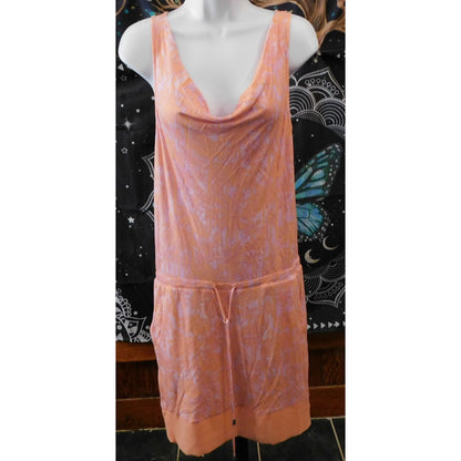 Armani Exchange Pink Palm Tree Sleeveless Drawstring Dress