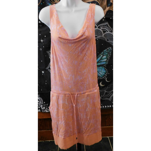 Armani Exchange Pink Palm Tree Sleeveless Drawstring Dress