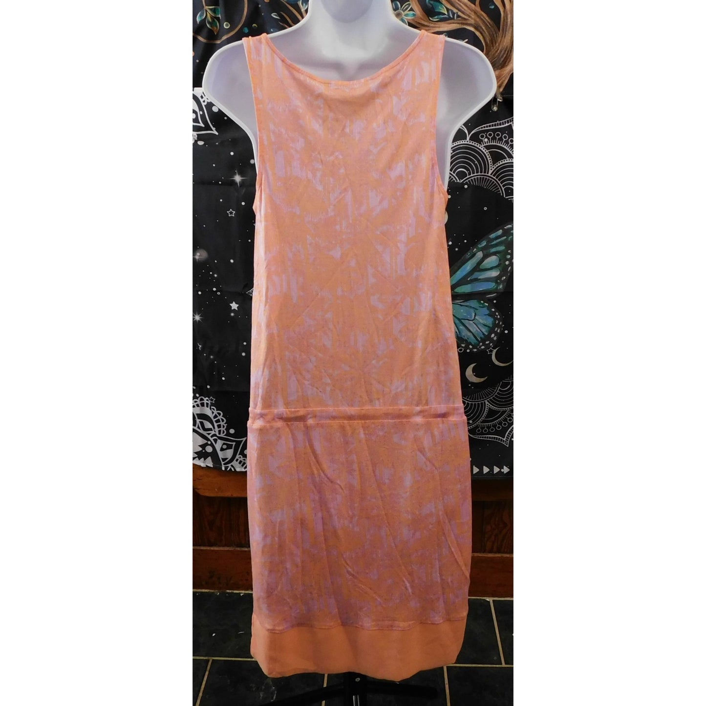 Armani Exchange Pink Palm Tree Sleeveless Drawstring Dress
