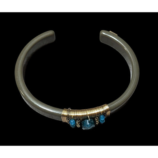 Zag Studious Grey And Gold Blue Gemmed Cuff Bracelet