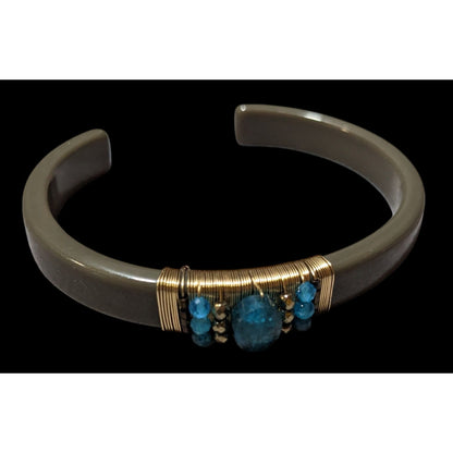 Zag Studious Grey And Gold Blue Gemmed Cuff Bracelet