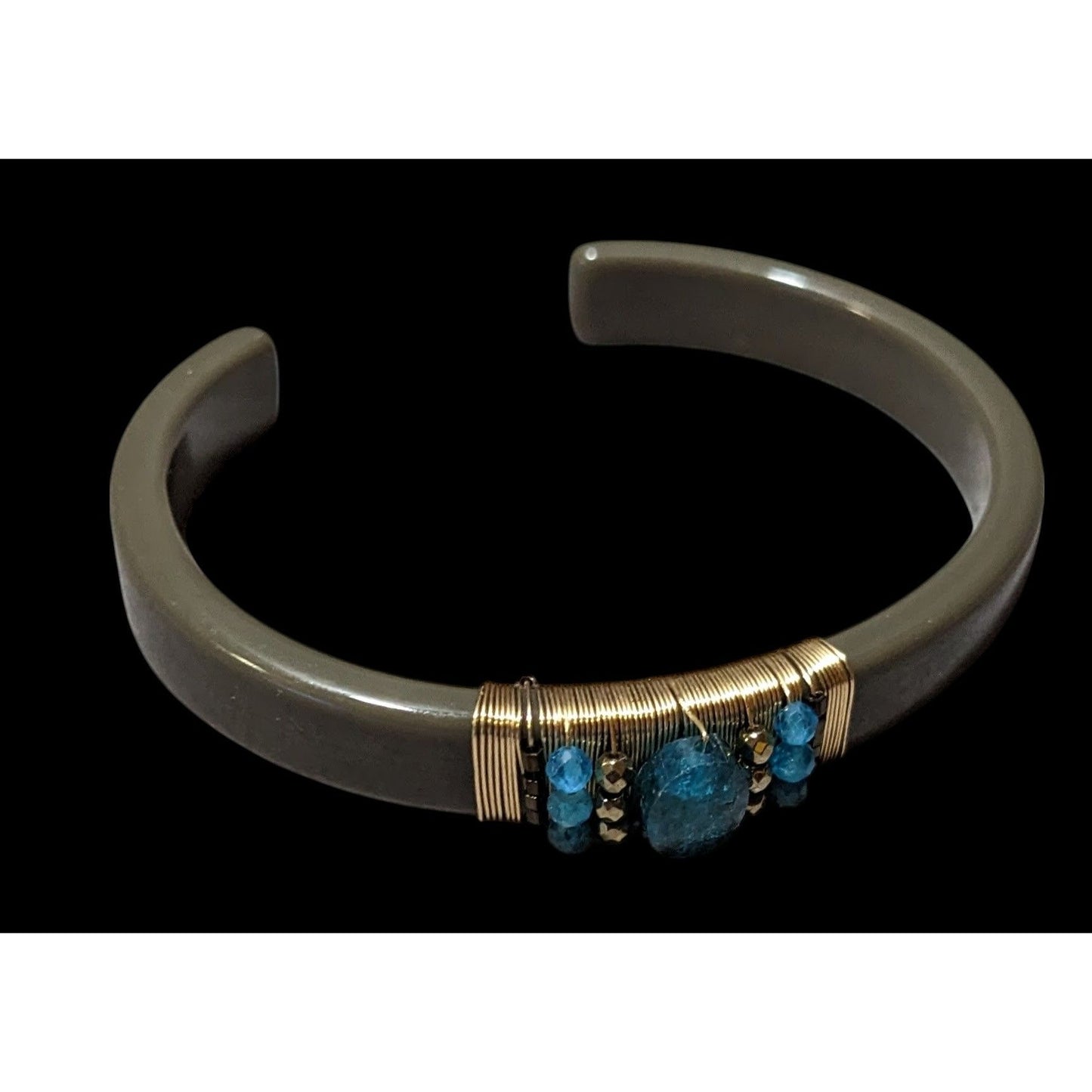 Zag Studious Grey And Gold Blue Gemmed Cuff Bracelet